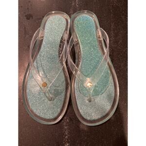 Kate Spade Women’s Glitter Jill Sparkle Slip On Flip Flop Sandal Sz 8 Clear Blue